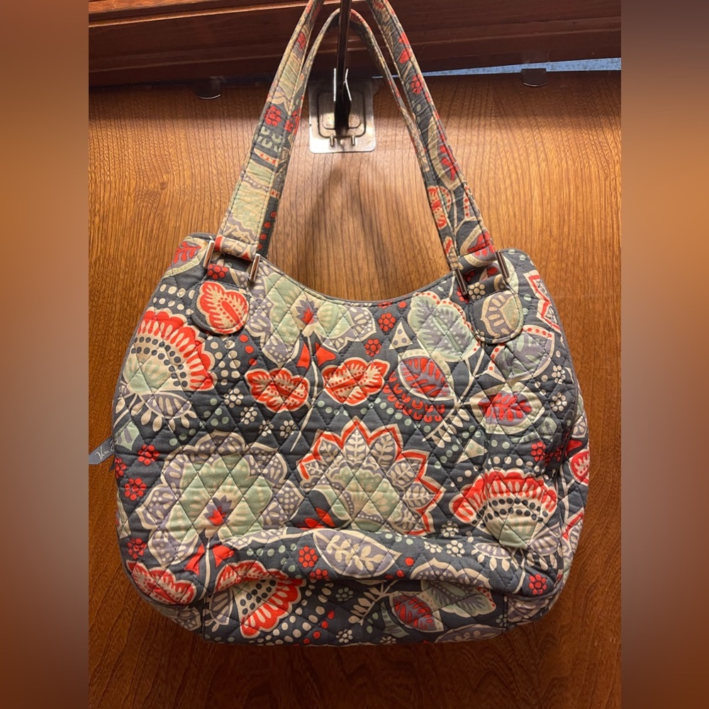 Vera Bradley - purse - gray w/orange, lavender & aqua - used - Picture 2 of 7